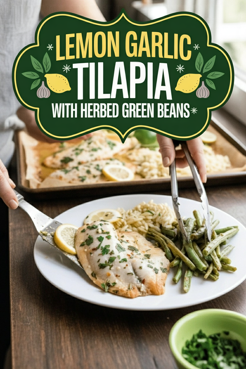 Lemon Garlic Tilapia with Herbed Green Beans