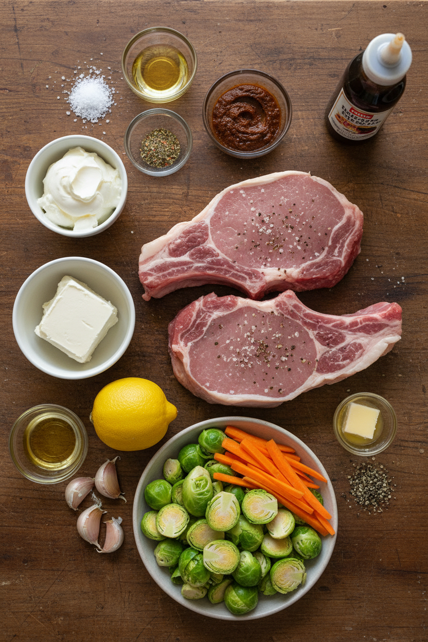 Lemon Herb Pork Chops with Roasted Carrots