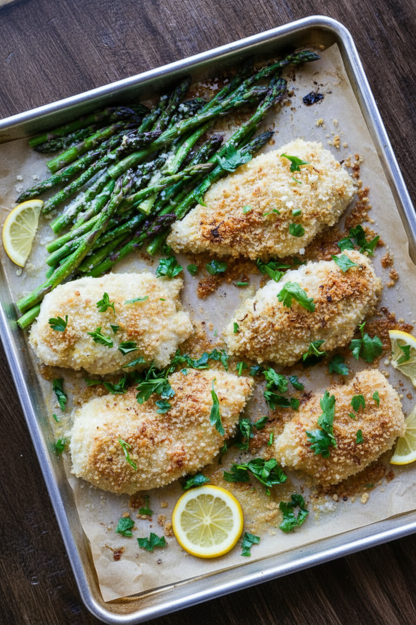 Lemon Parmesan Chicken with Asparagus