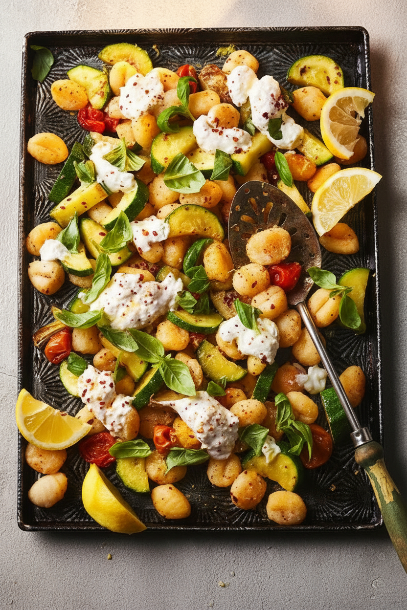 Lemony Ricotta and Gnocchi Traybake