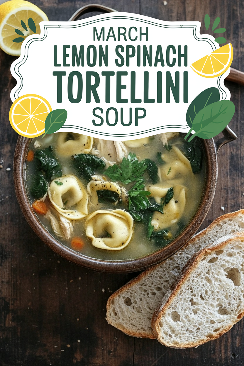 March Lemon Spinach Tortellini Soup