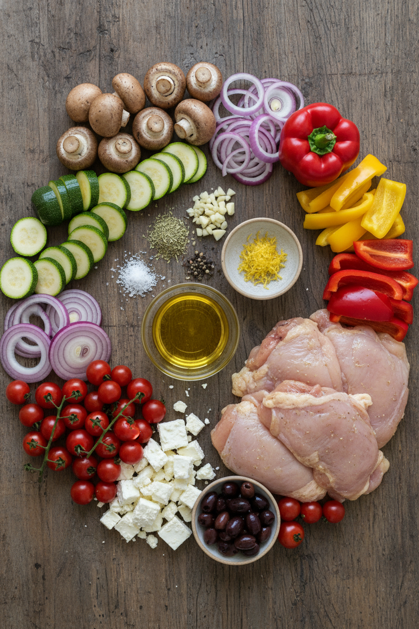 Mediterranean Chicken and Roasted Vegetable Tray Bake
