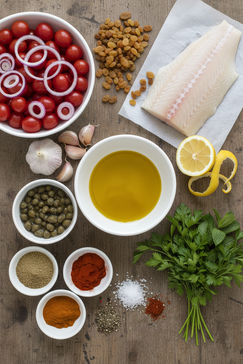 Mediterranean Cod with Tomatoes and Capers