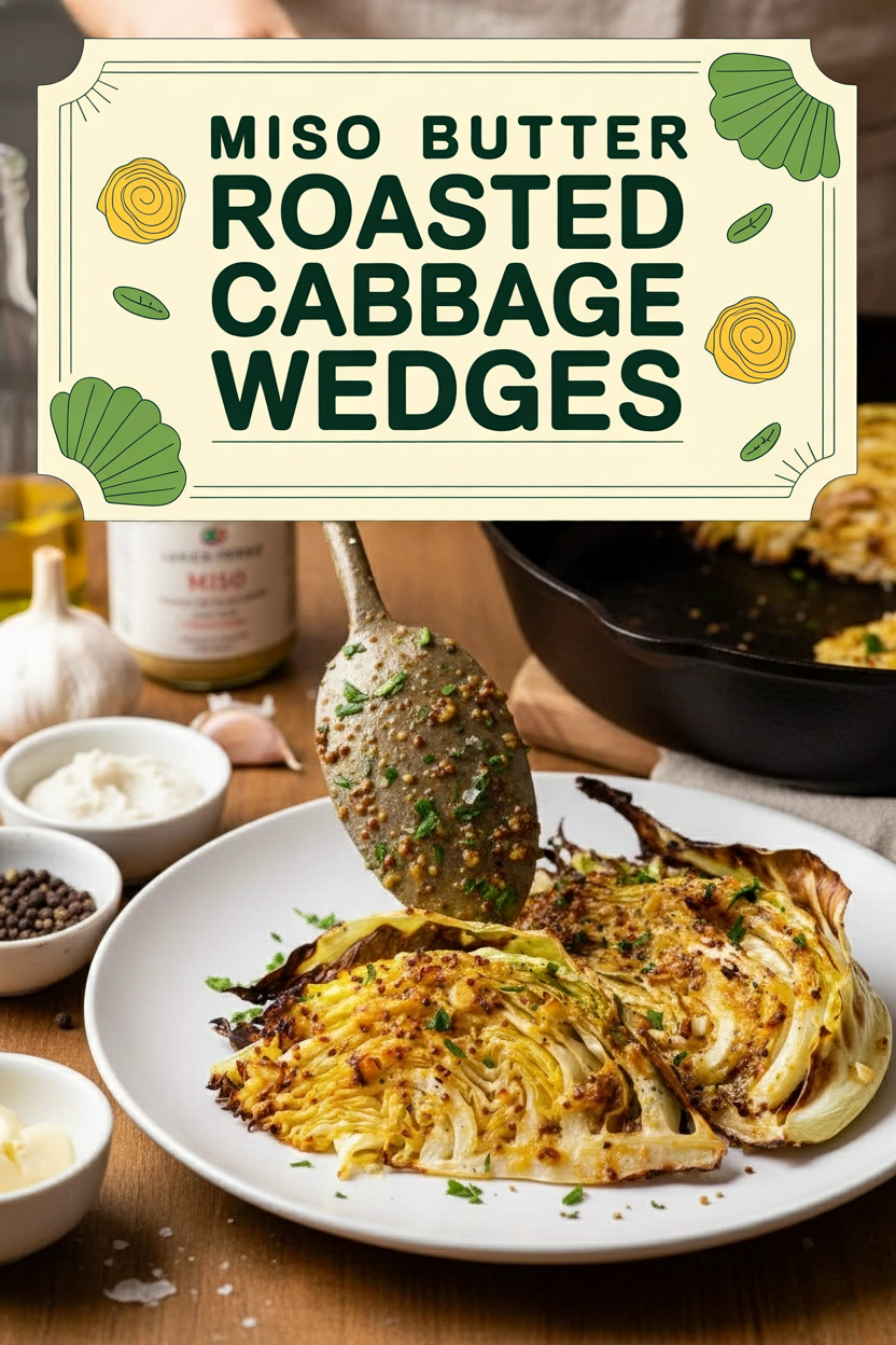 Miso Butter Roasted Cabbage Wedges
