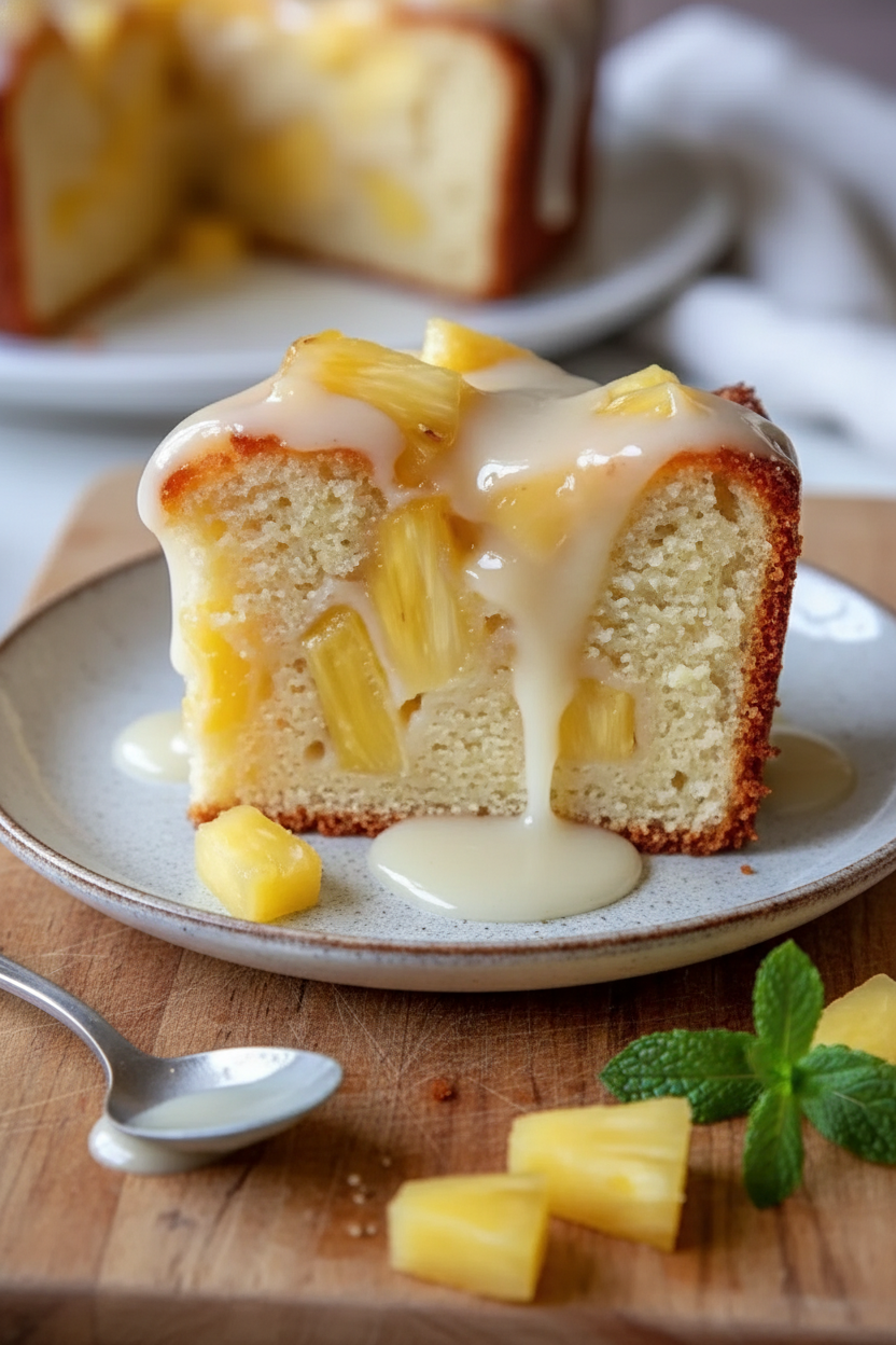 Moist Sour Cream Pineapple Loaf Cake Recipe
