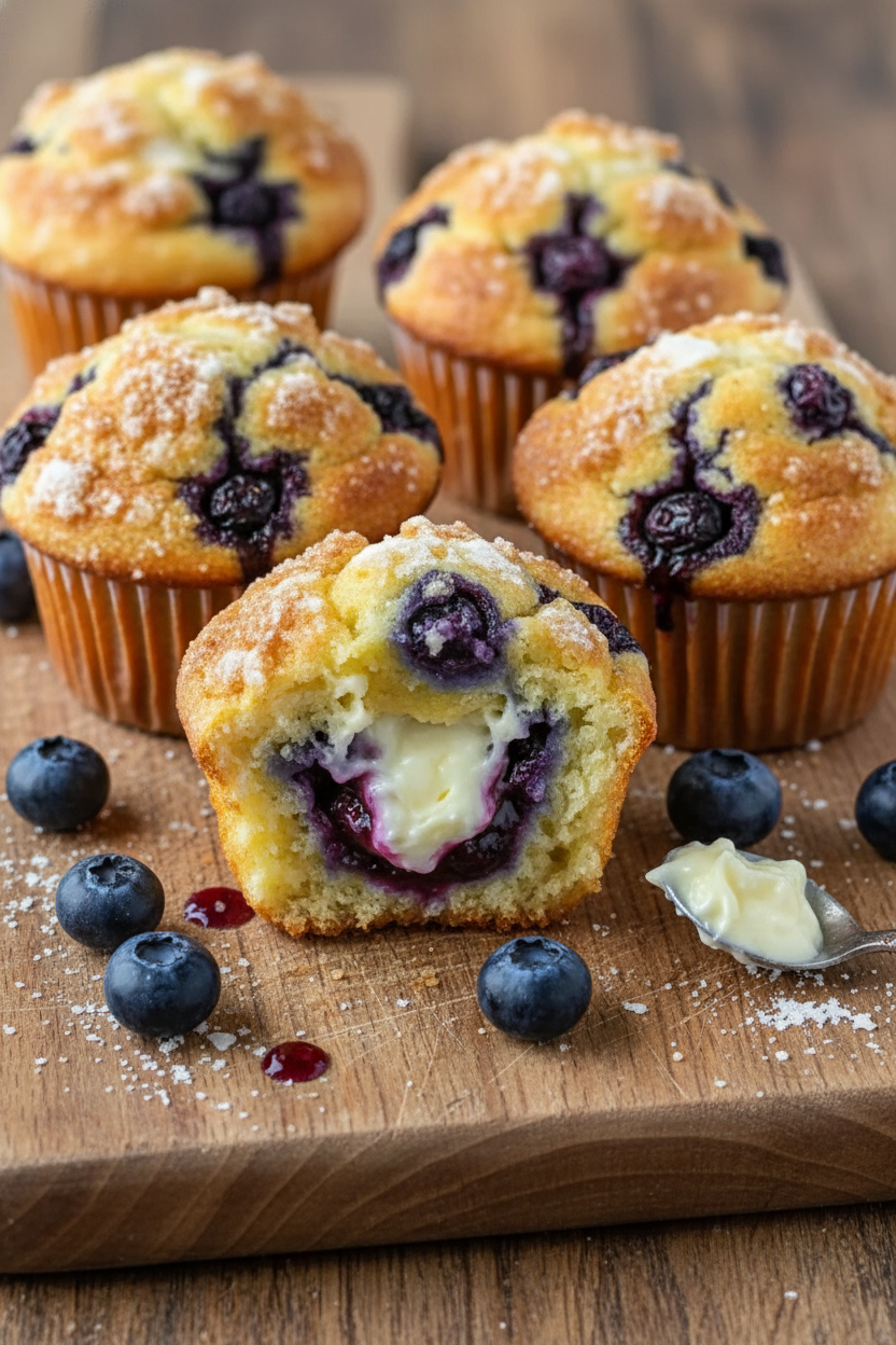 My Favorite Blueberry Cream Cheese Swirl Muffins