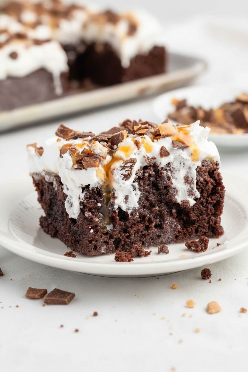 My Favorite Chocolate Toffee Poke Cake Recipe