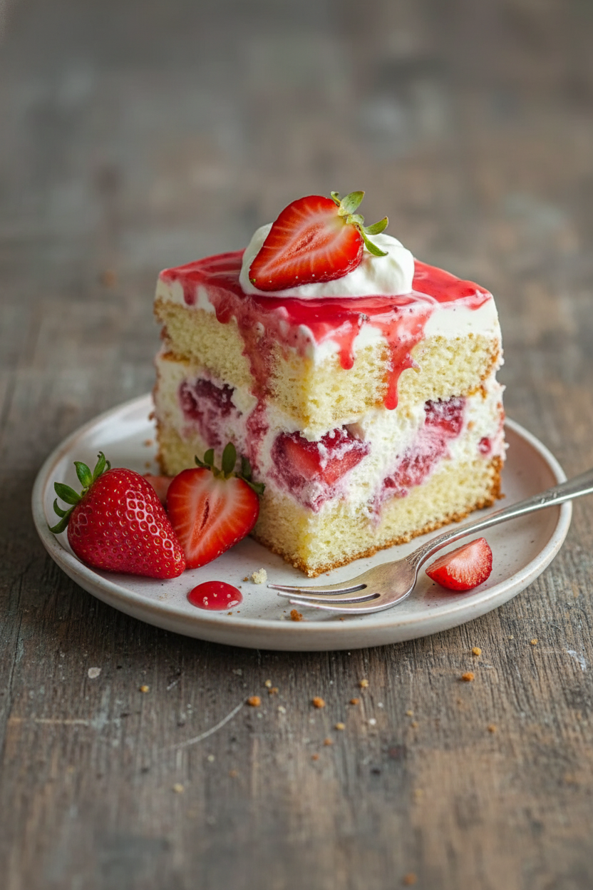 My Favorite Cream Cheese Swirl Strawberry Cake