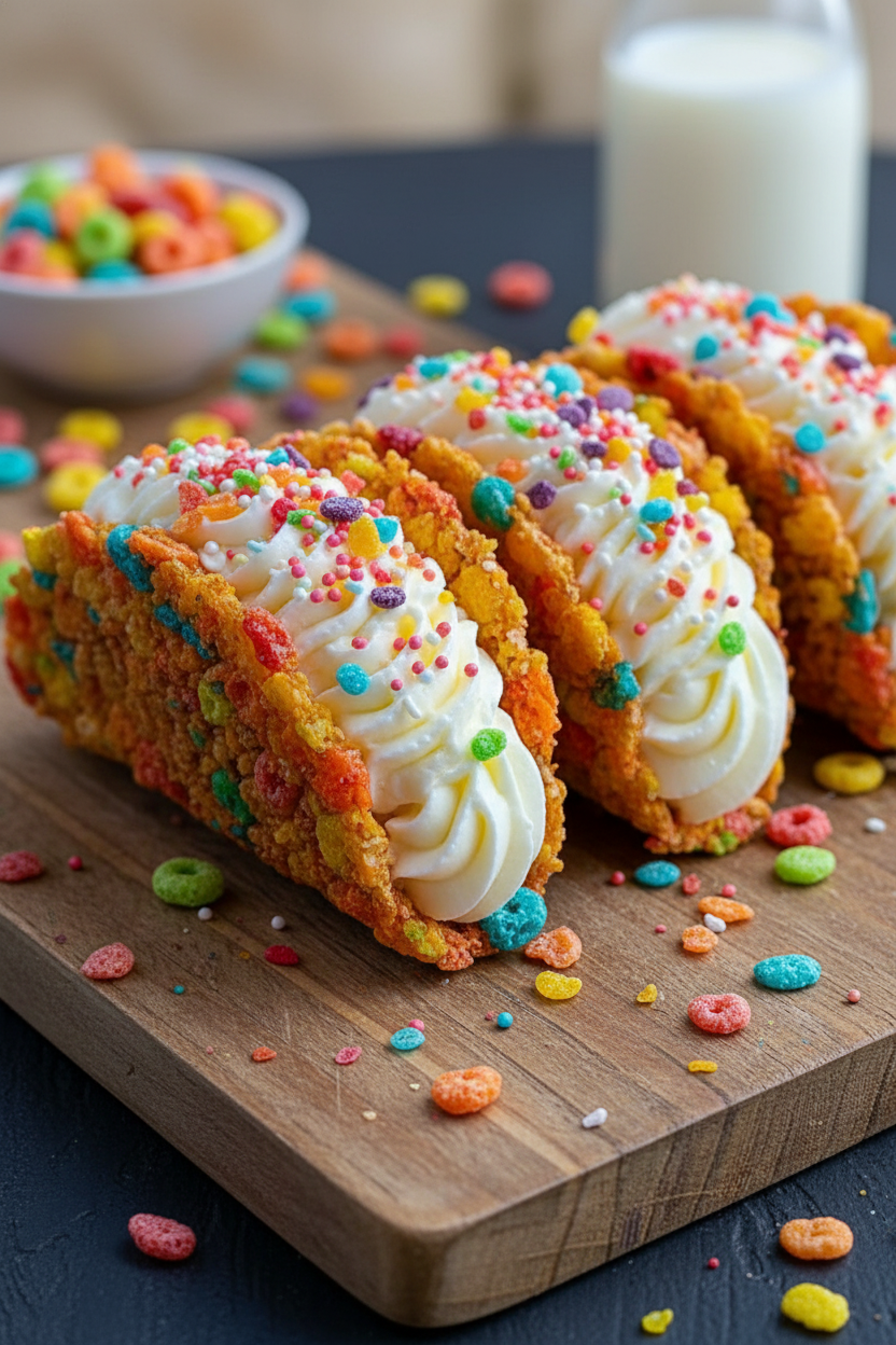 My Favorite Fruity Pebbles Cheesecake Tacos Recipe