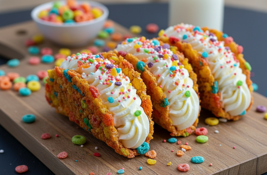 My Favorite Fruity Pebbles Cheesecake Tacos Recipe