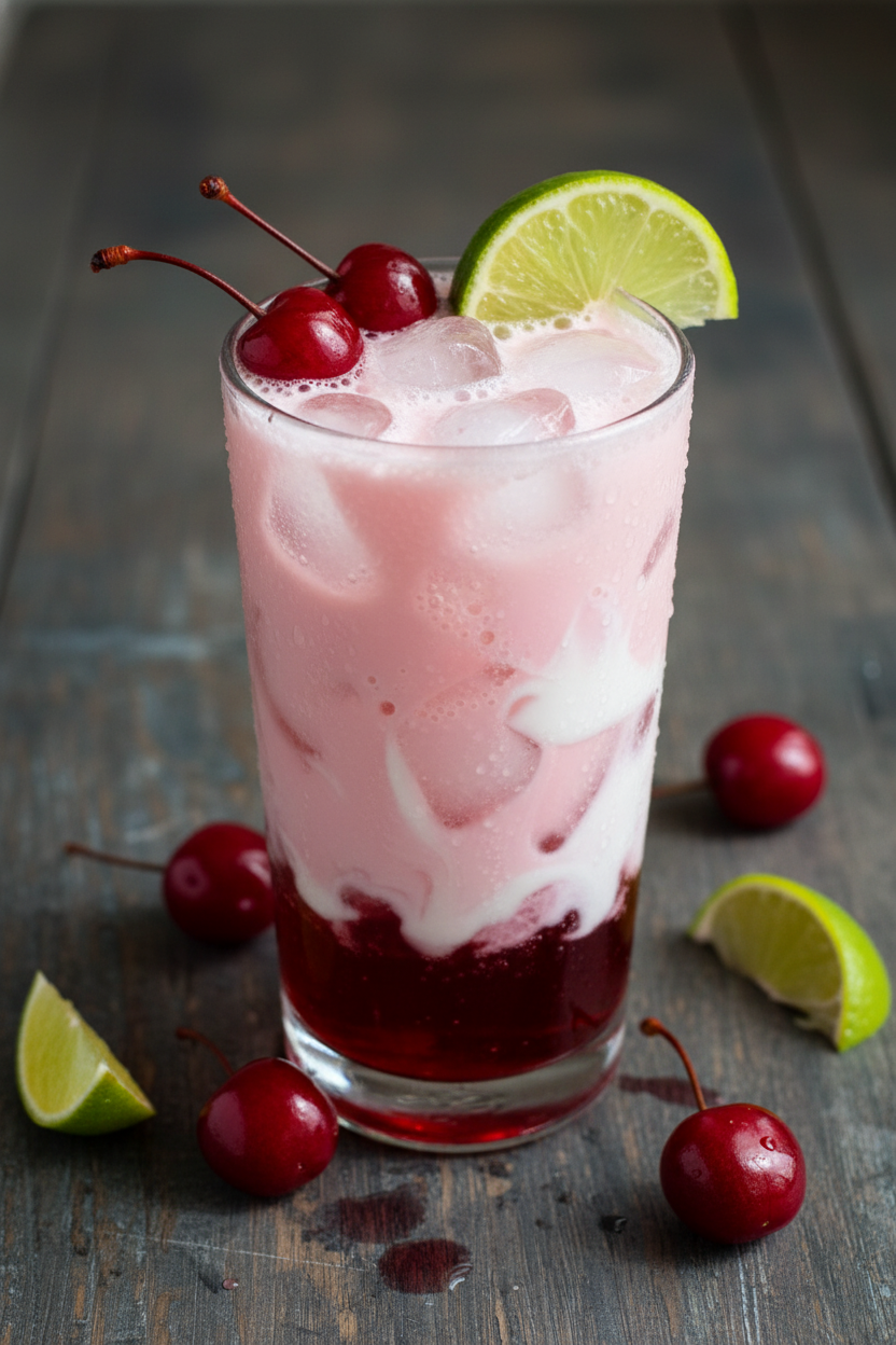 My Favorite Layered Coconut Cherry Soda