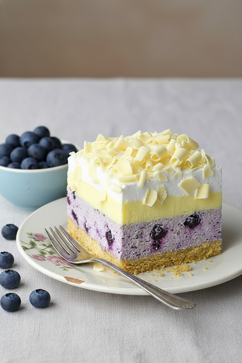 My Favorite No-Bake Lemon Blueberry Dessert Lasagna