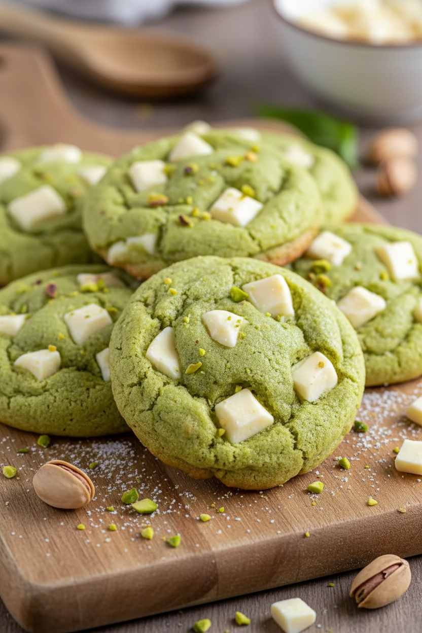 My Favorite Pistachio Pudding Cookies with White Chocolate