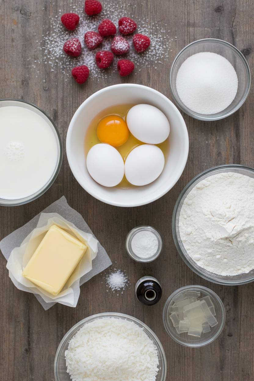 My Favorite Raspberry Coconut Glazed Cake Squares