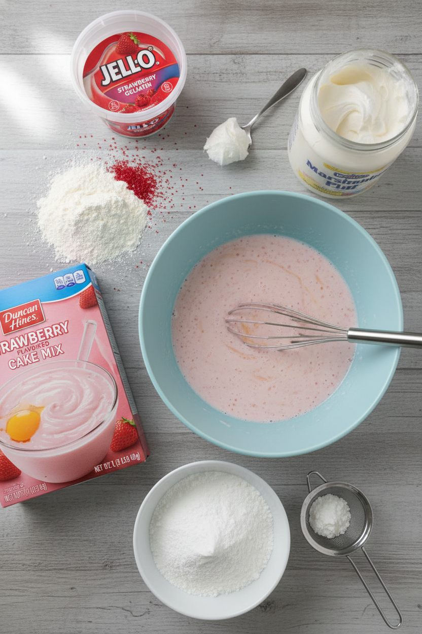 My Favorite Strawberry Marshmallow Cream Bundt Cake