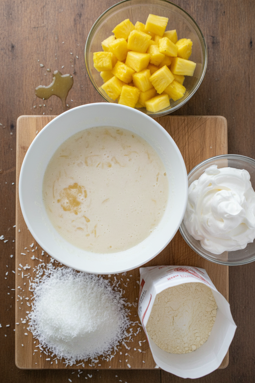 My Favorite Tropical Pineapple Coconut Poke Cake