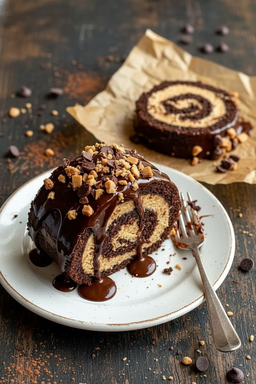 My Go-To Chocolate Peanut Butter Roll Cake
