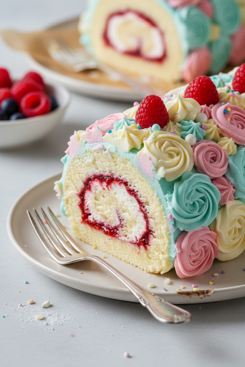 My Go-To Easy Decorated Swiss Roll Cake