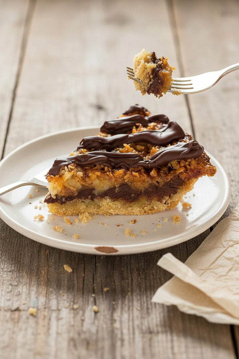 My Gooey Chocolate Caramel Coconut Cookie Pie