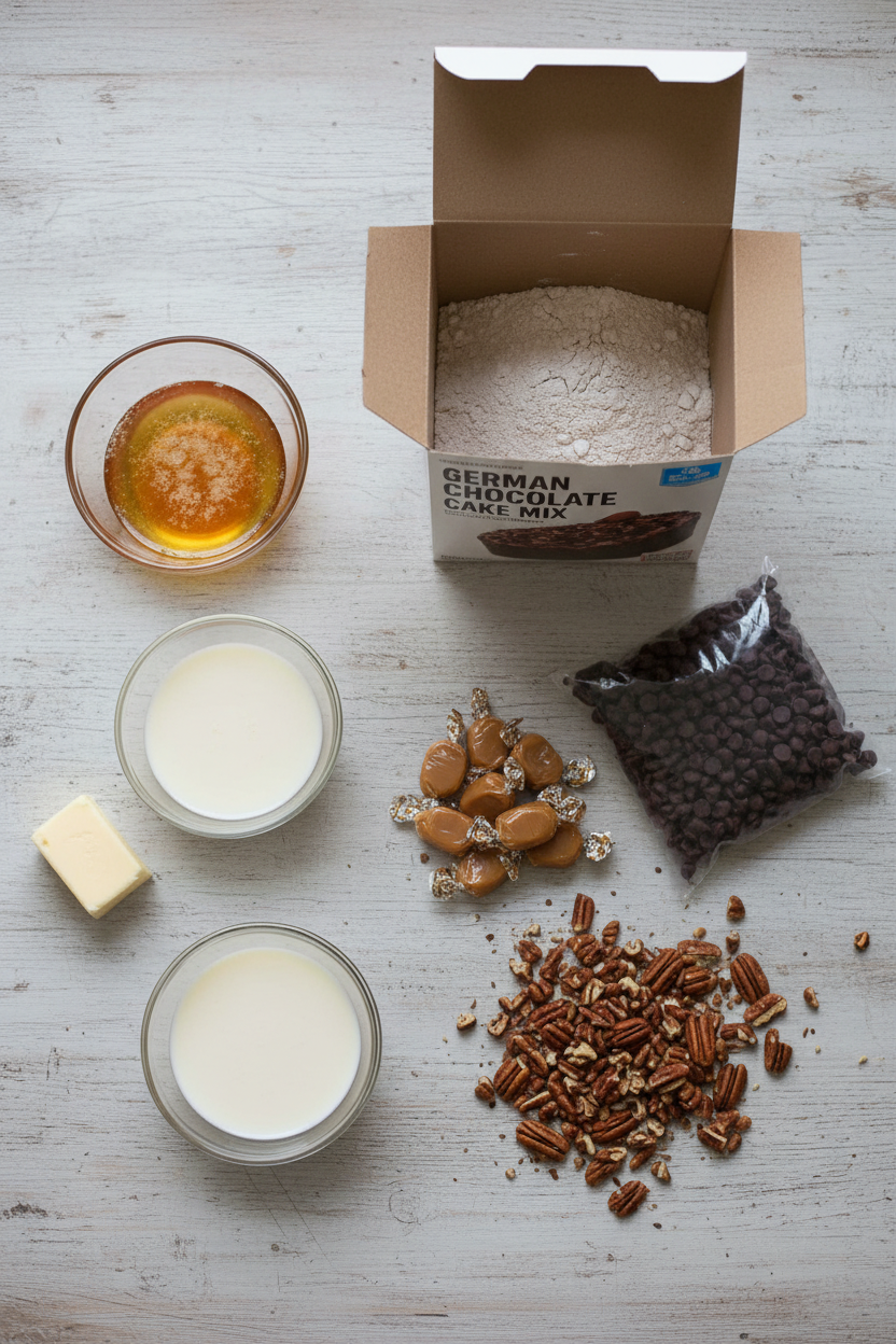 My Gooey German Chocolate Caramel Poke Cake