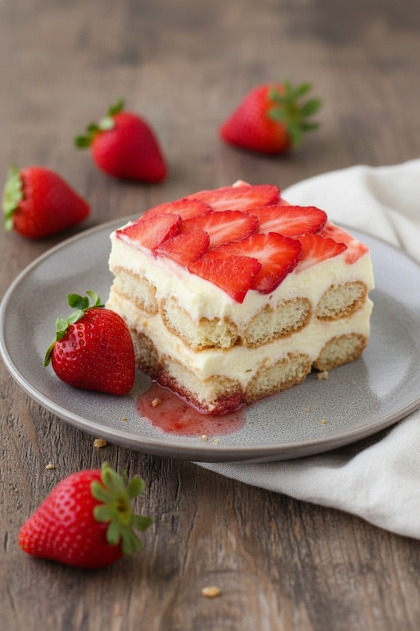 My Ultimate Strawberry Tiramisu with Gelatin Layer