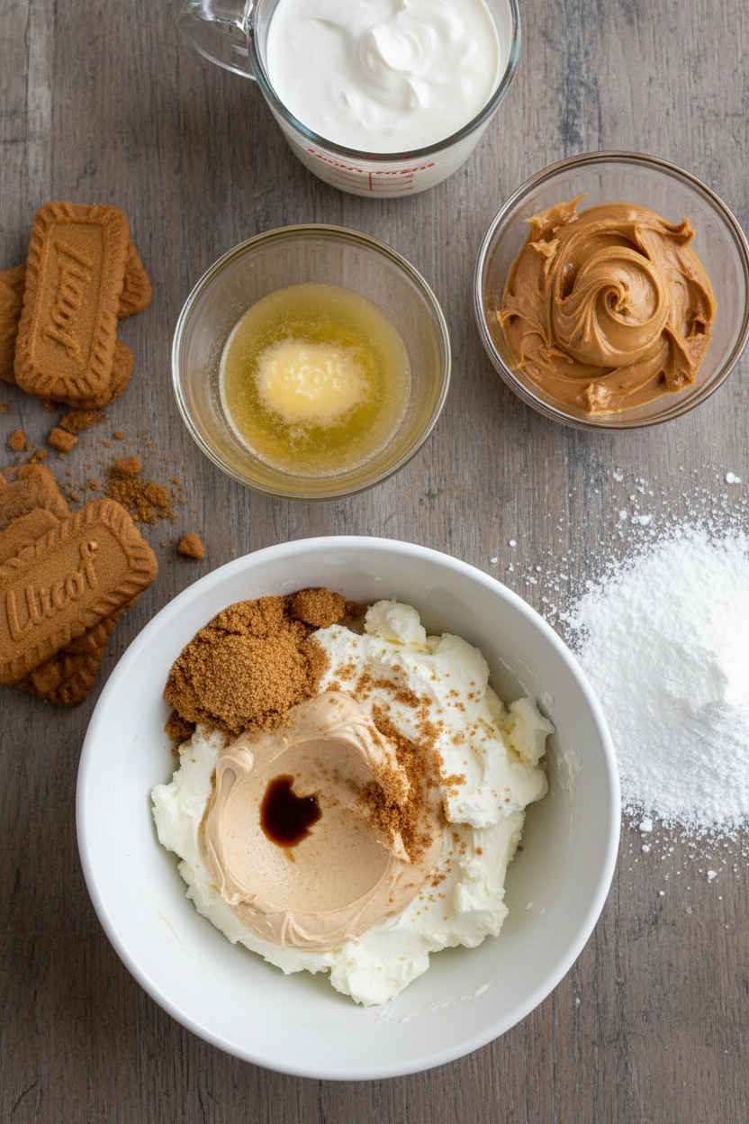 No-Bake Biscoff Cheesecake with Cookie Butter Glaze