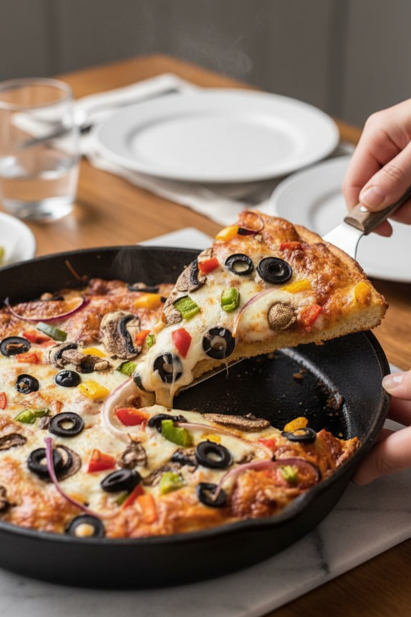 No-Knead Crispy Homemade Pan Pizza