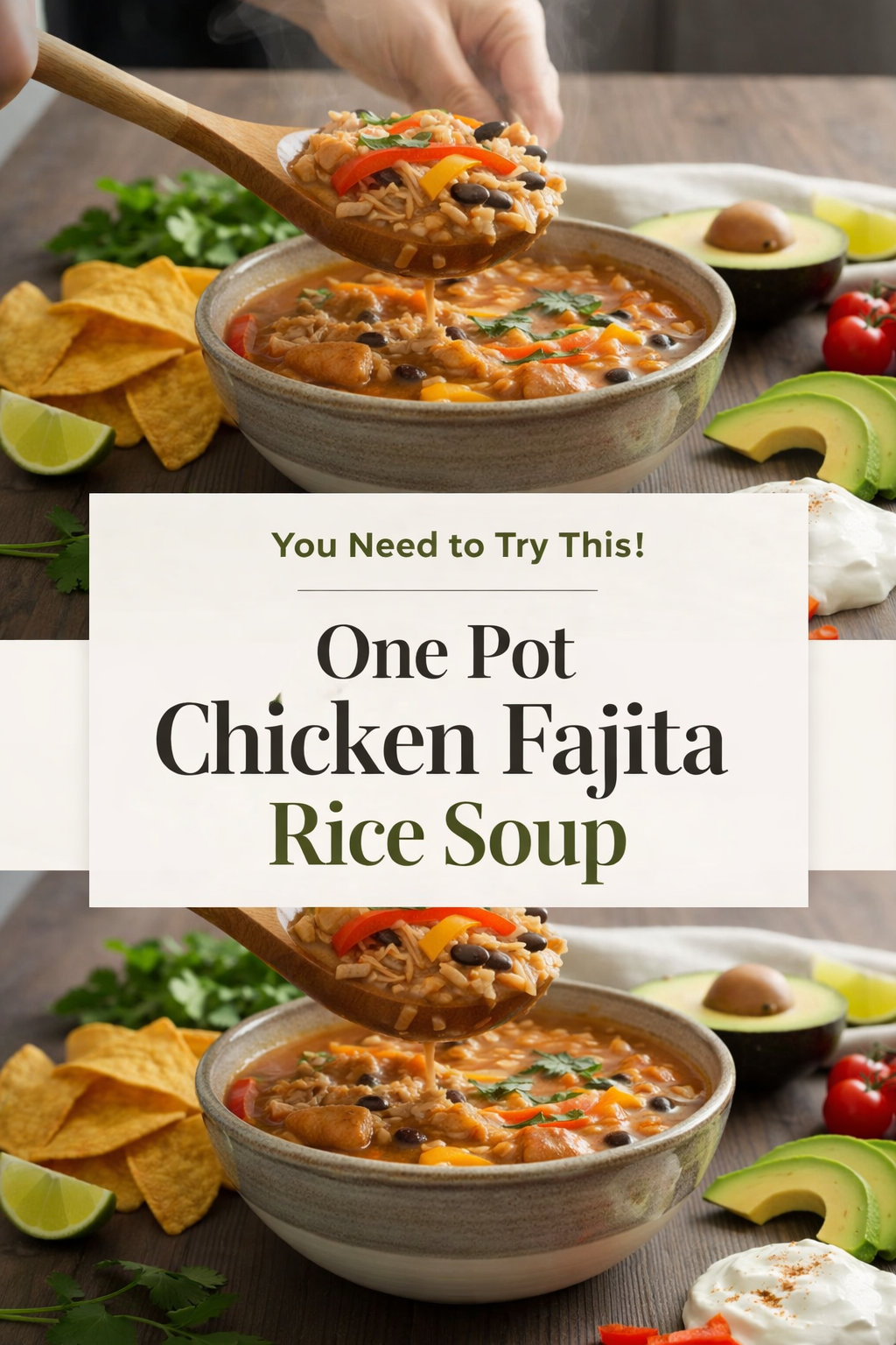 One Pot Chicken Fajita Rice Soup