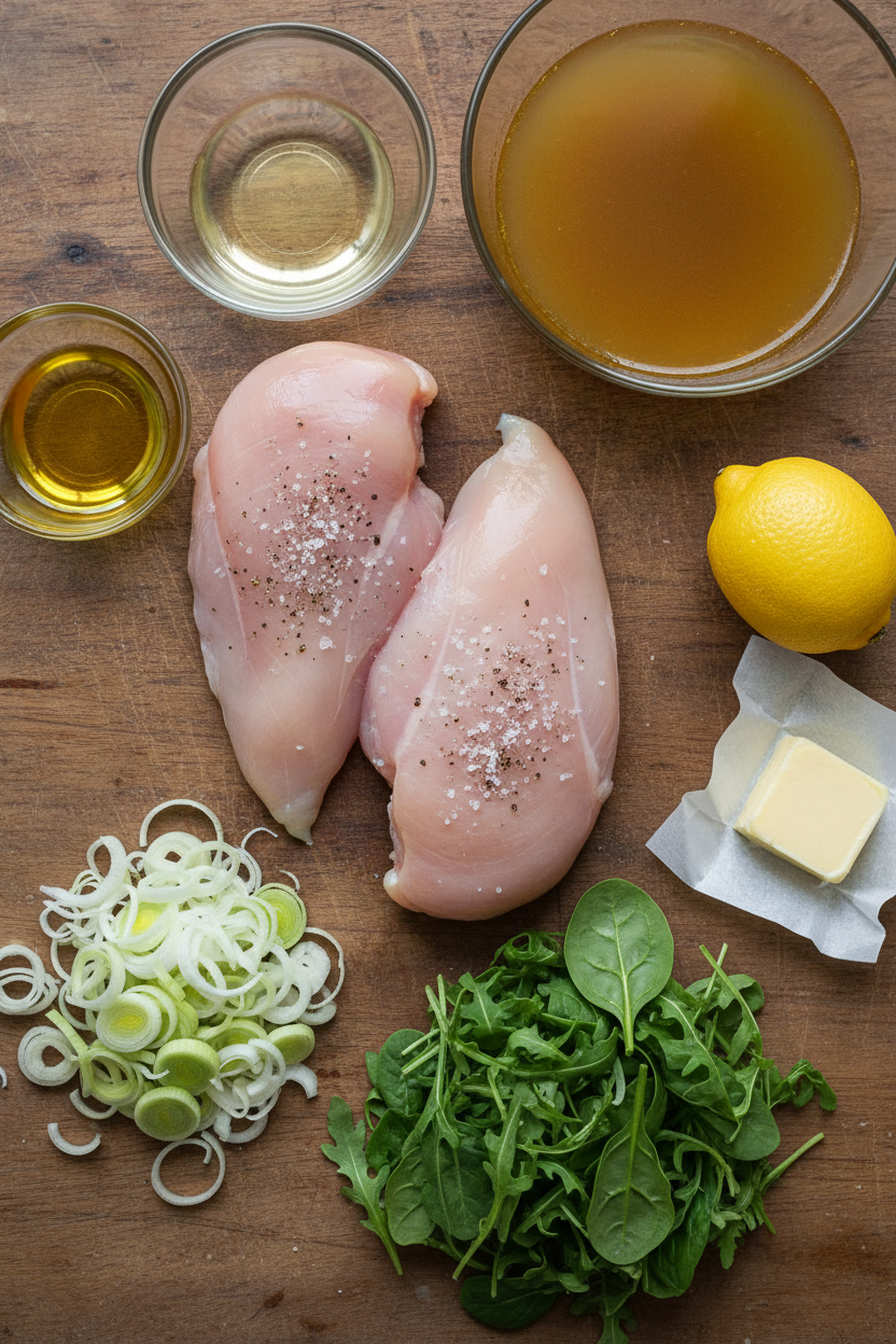 Pan Seared Chicken with Leeks and Wine