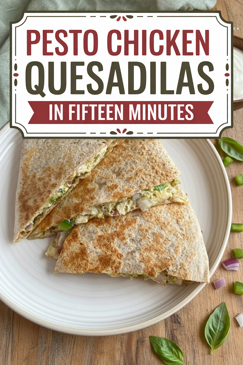 Pesto Chicken Quesadillas in Fifteen Minutes