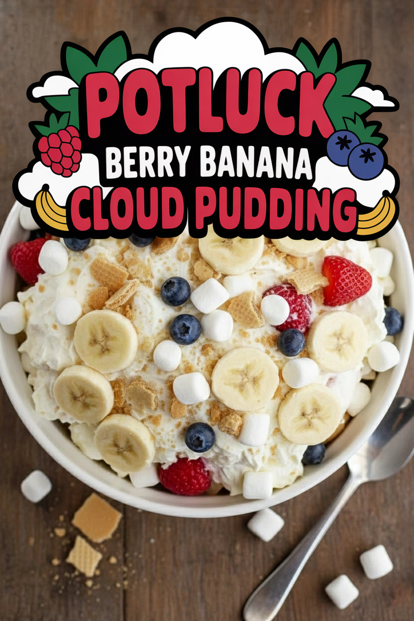 Potluck Berry Banana Cloud Pudding