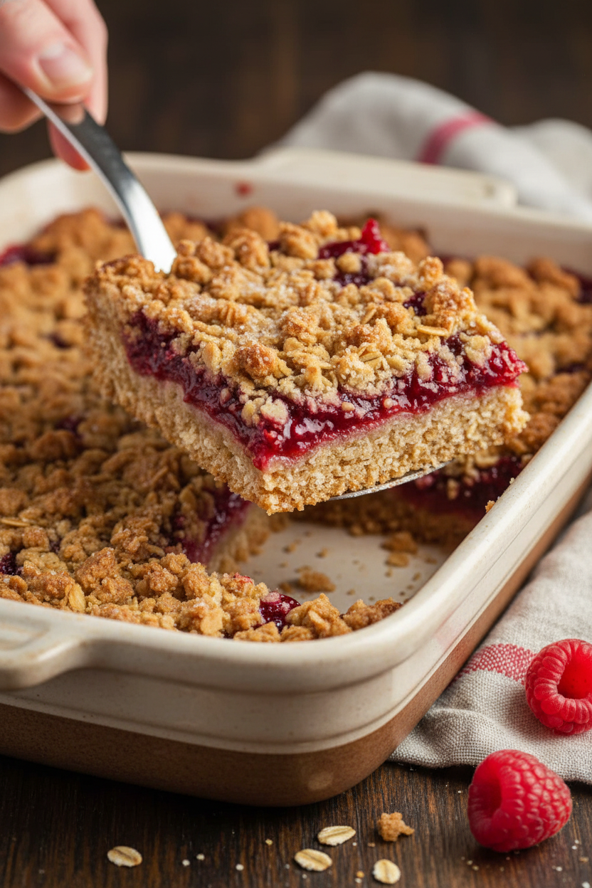 Raspberry Oatmeal Crumble Bars Recipe