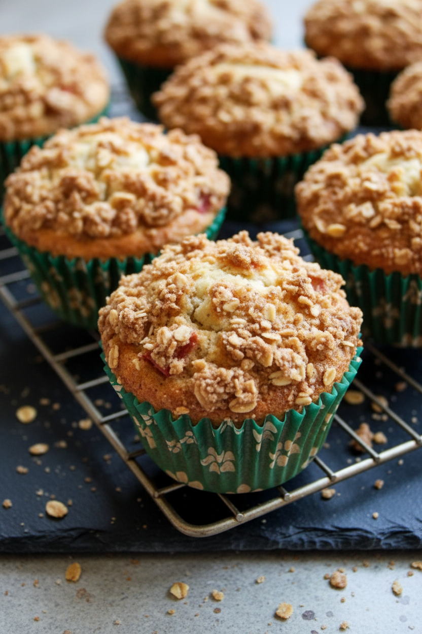 Rhubarb Streusel Coffee Muffins