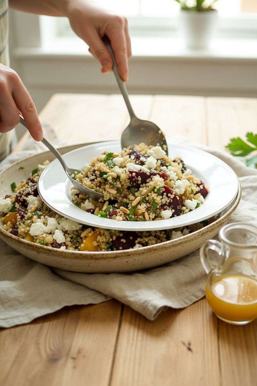 Roasted Beet Quinoa Salad with Feta