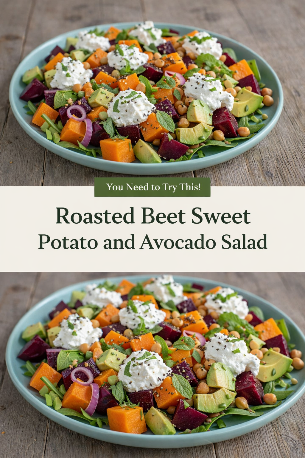 Roasted Beet Sweet Potato and Avocado Salad