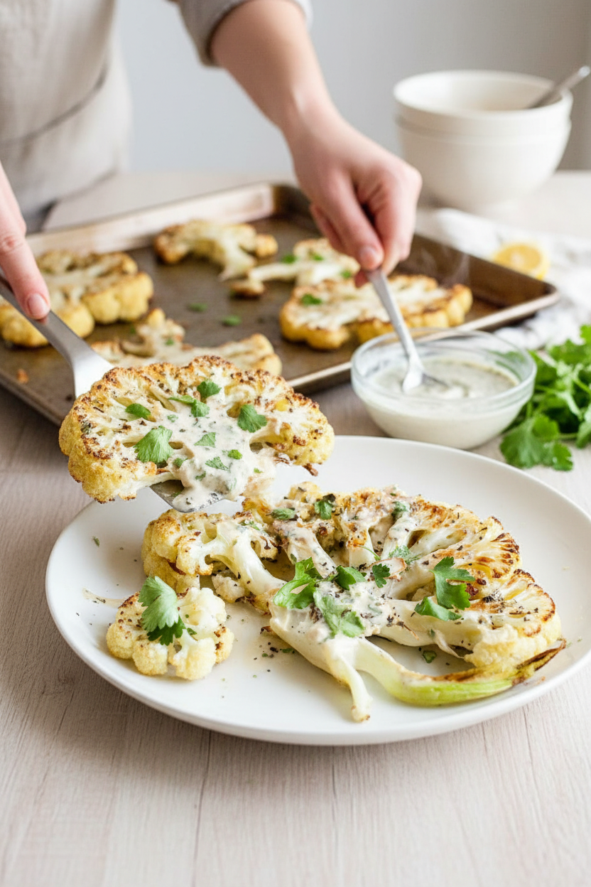 Roasted Cauliflower Steaks with Creamy Tahini