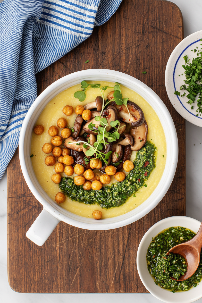 Savory Mushroom Herb Polenta Bowl