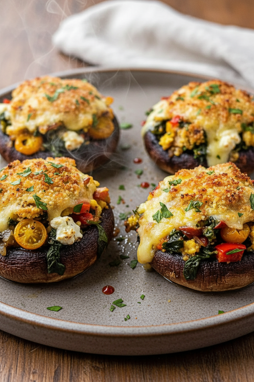 Savory Stuffed Portobello Mushrooms with Spinach
