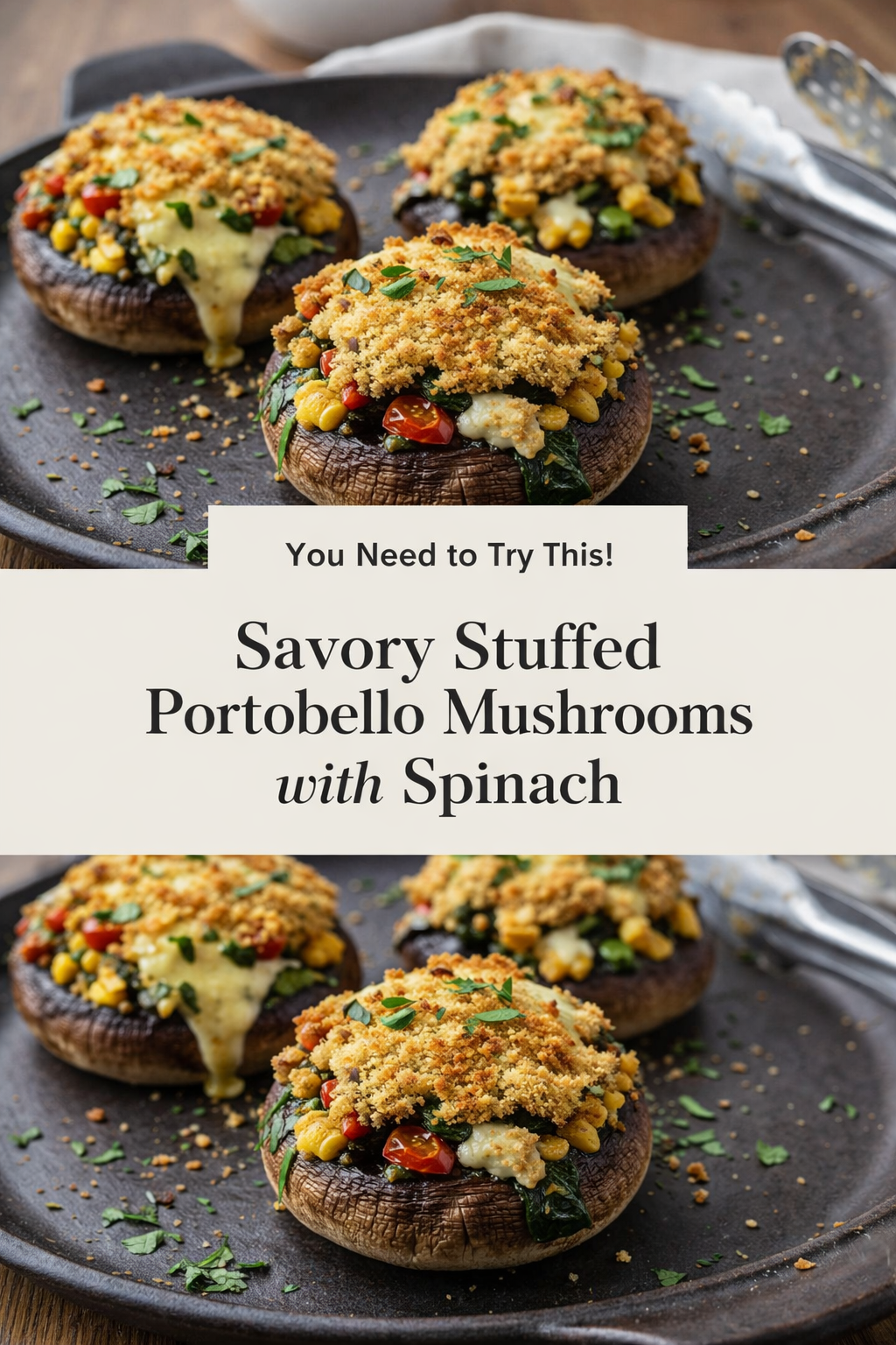Savory Stuffed Portobello Mushrooms with Spinach