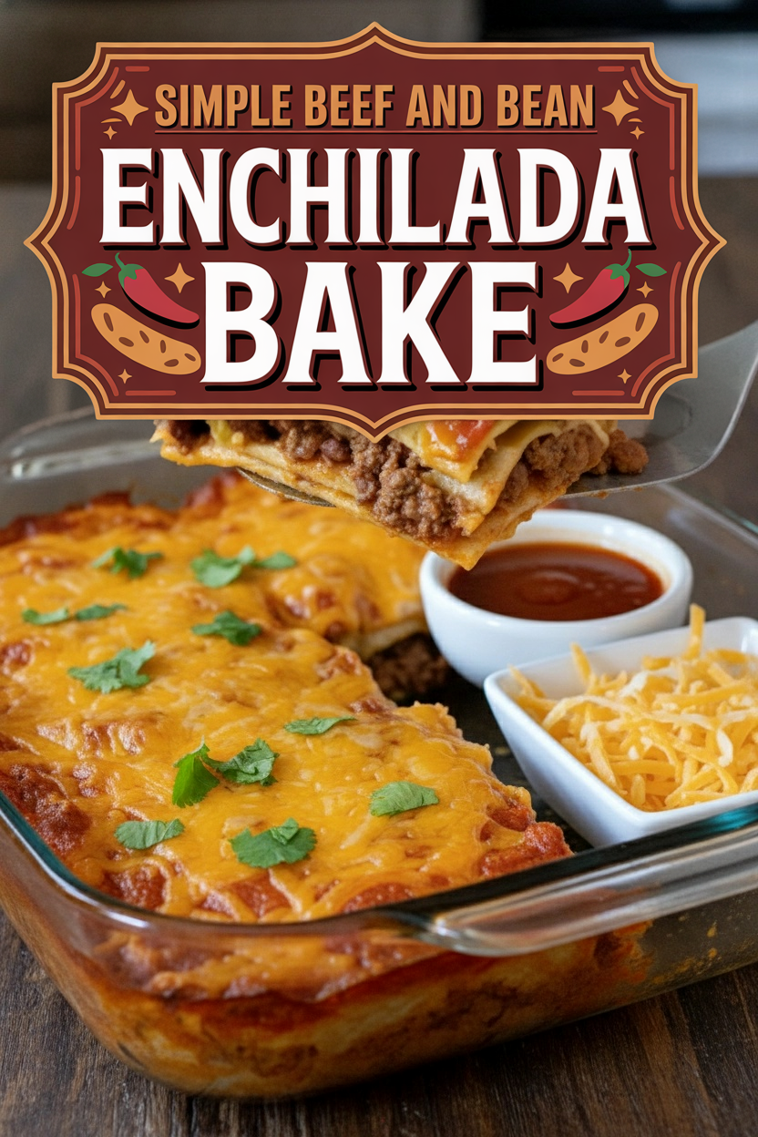 Simple Beef and Bean Enchilada Bake