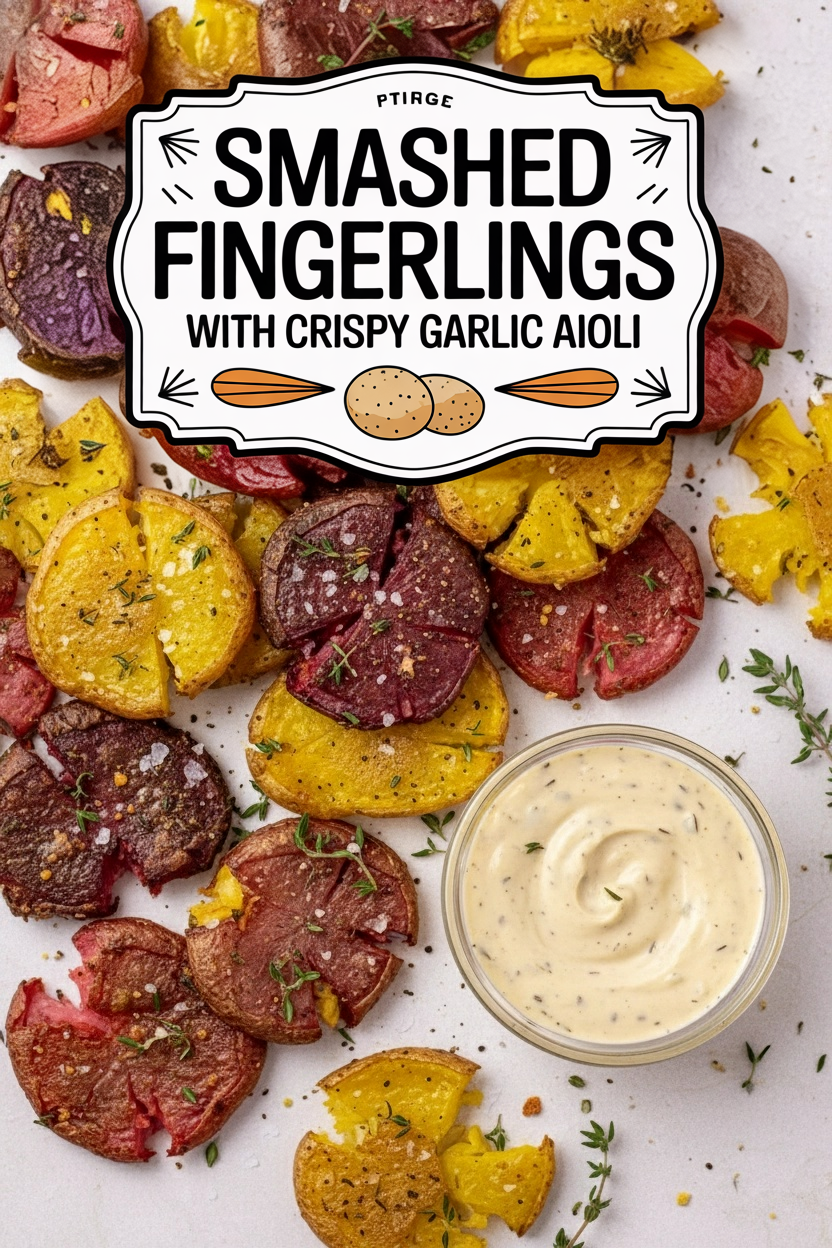 Smashed Fingerlings with Crispy Garlic Aioli