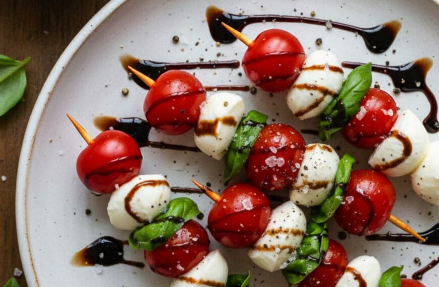 Speedy Caprese Skewers with Balsamic Drizzle