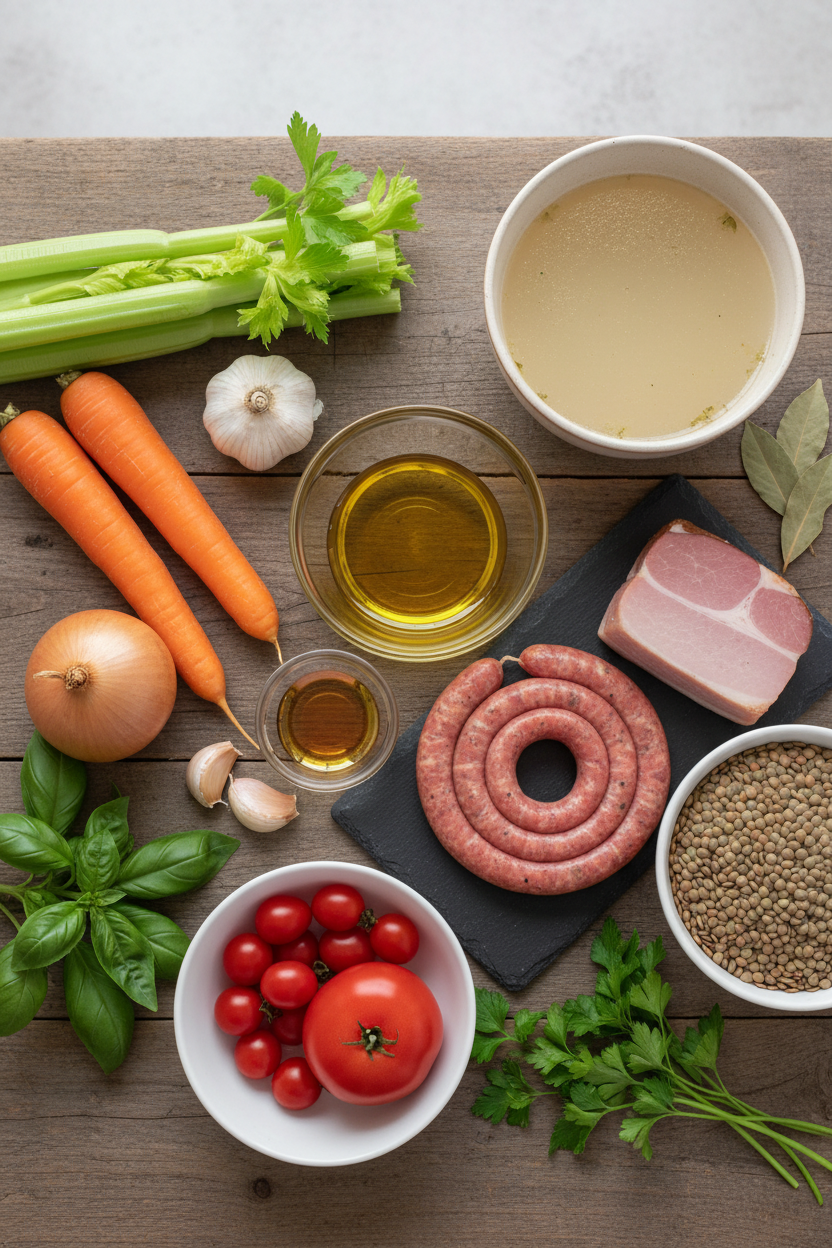 Spicy Sausage Lentil One Pot Soup