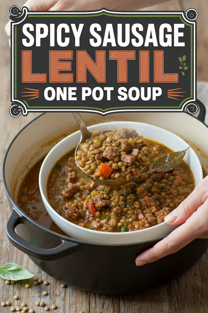 Spicy Sausage Lentil One Pot Soup