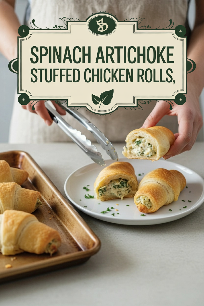 Spinach Artichoke Stuffed Chicken Rolls