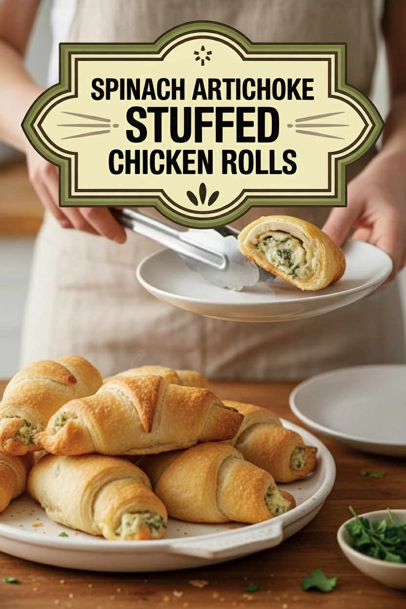 Spinach Artichoke Stuffed Chicken Rolls