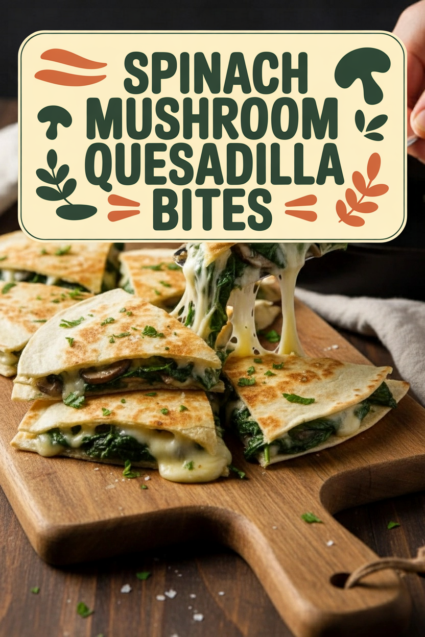 Spinach Mushroom Quesadilla Bites