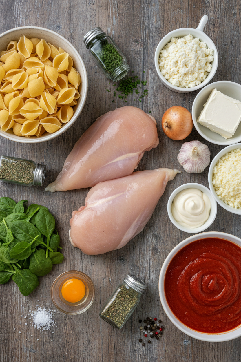 Spinach and Chicken Stuffed Pasta Shells