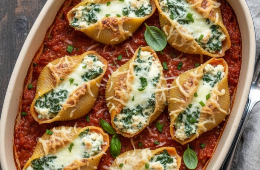 Creamy Chicken and Spinach Stuffed Shells