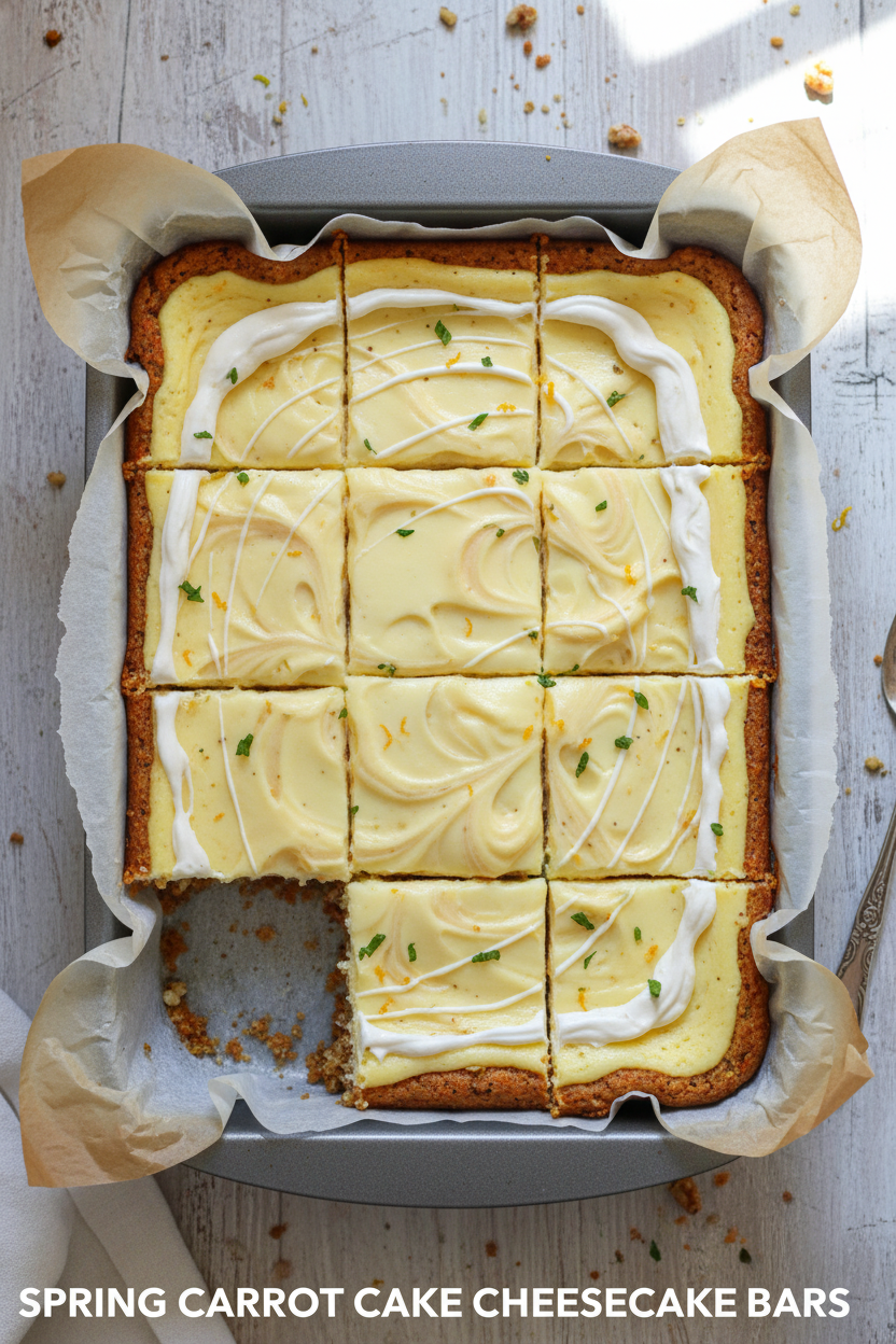 Spring Carrot Cake Cheesecake Bars